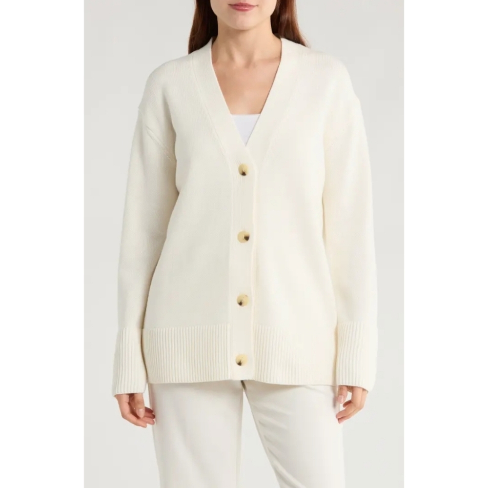 Vince Wool Cashmere Weekend Cardigan Sweater Cream